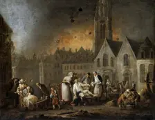 The Grand Square in Lille During the Siege of 1792. Artist: Watteau, François-Louis-Joseph (1758-1823)