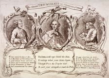 The Grand Triumvirate or Champions of Liberty ... 1763. Artist: Anon