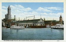 The Grand Trunk Pacific and Colman Docks, Seattle, Washington, USA, 1916