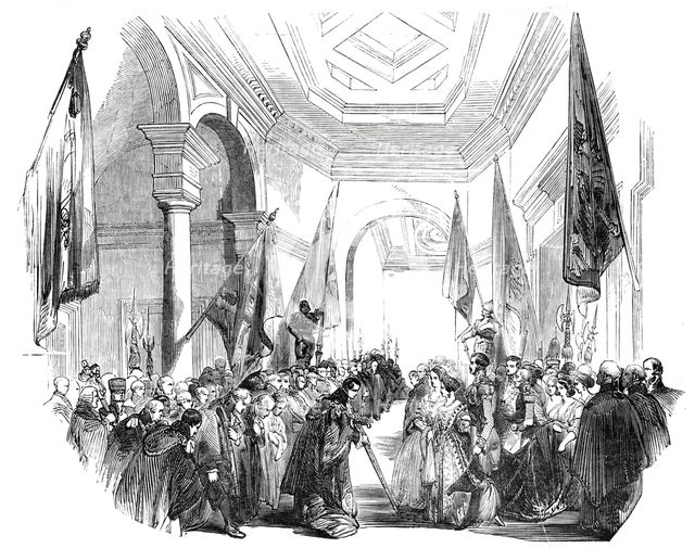 The Grand Vestibule - departure of Her Majesty, 1844. Creator: Unknown.