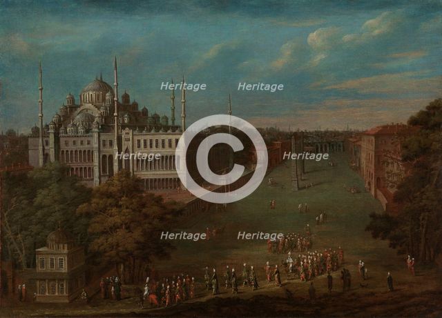 The Grand Vizier Crossing the Atmeydani (Horse Square), 1720-1737. Creator: Jean Baptiste Vanmour.