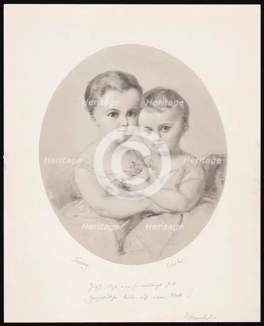 The granddaughters Fanny and Cécile Hensel, ca 1860. Creator: Hensel, Wilhelm (1794-1861).