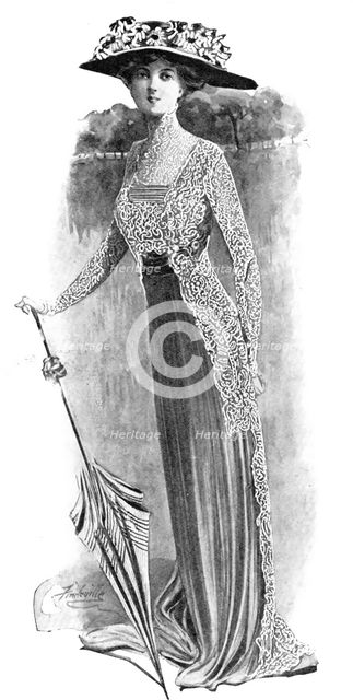 The Grace of Fragility: a dress of heliotrope chiffon..., 1909. Creator: Unknown.