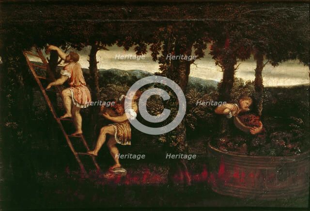 The grape harvest, c. 1550. Creator: Bordone, Paris (1500-1571).