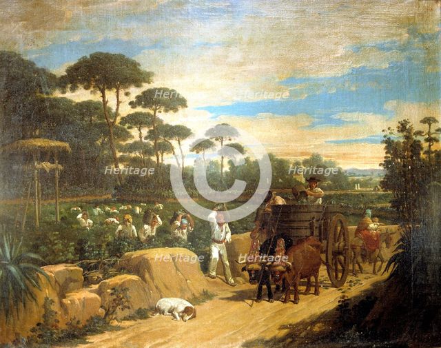 The grape harvest', oil by Joaquín Domínguez Becquer.