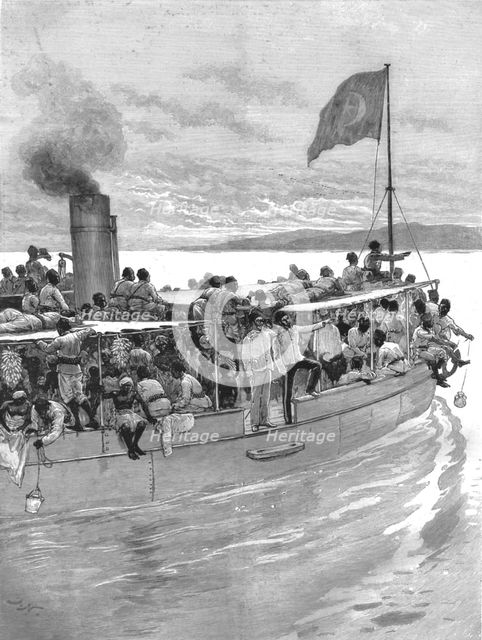 'The Graphic' Stanley Number; Emin Pasha on board the steamer 'Khedive' crossing the Albert Nyanza t Creator: Unknown.