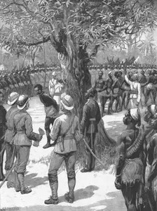 The Graphic Stanley Number; Execution of a Soudanese Mutineer at Mazamboni's, Albert Nyanza 1890 Creator: Unknown