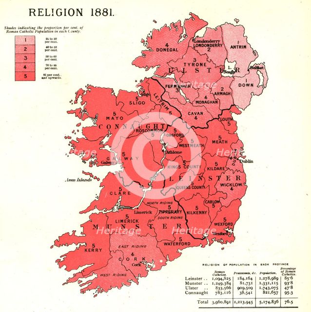 'The Graphic Statistical Maps of Ireland; Religion 1881', 1886.  Creator: Unknown.