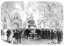 The grave of Charles Dickens in Poets Corner, Westminster Abbey, 1870. Creator: Unknown