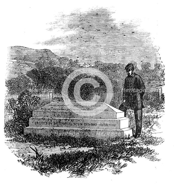 The grave of the late Commodore Burnett, lost in H.M.S. Orpheus, at Manukau, New Zealand, 1864. Creator: Unknown.