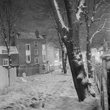 The graveyard of Highgate School Chapel covered in snow, 1971. Creator: John Gay