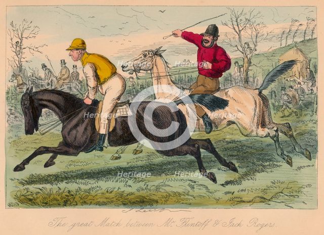 'The great Match between Mr. Flintoff & Jack Rogers', 1858. Artist: John Leech.