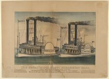 The Great Mississippi Steamboat Race-From New Orleans to St. Louis, July 1870-Between t..., 1872-74. Creators: Nathaniel Currier, James Merritt Ives, Currier and Ives