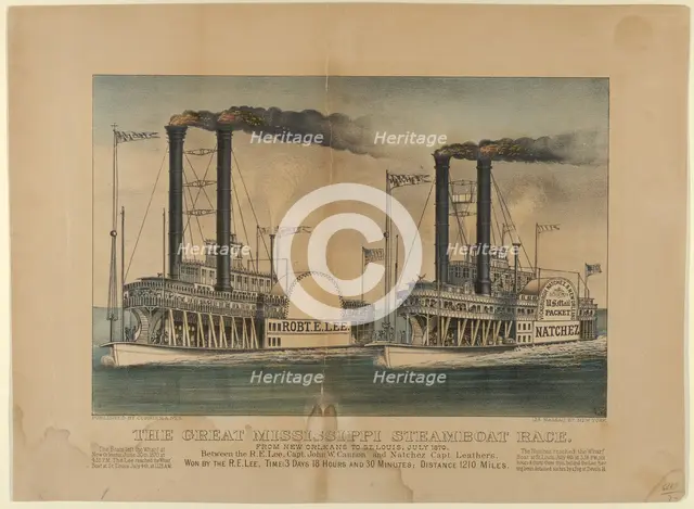 The Great Mississippi Steamboat Race-From New Orleans to St. Louis, July 1870-Between t..., 1872-74. Creators: Nathaniel Currier, James Merritt Ives, Currier and Ives.
