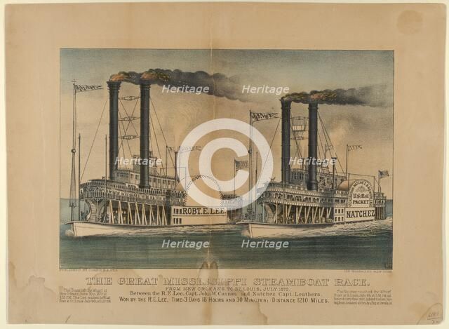 The Great Mississippi Steamboat Race-From New Orleans to St. Louis, July 1870-Between t..., 1872-74. Creators: Nathaniel Currier, James Merritt Ives, Currier and Ives.