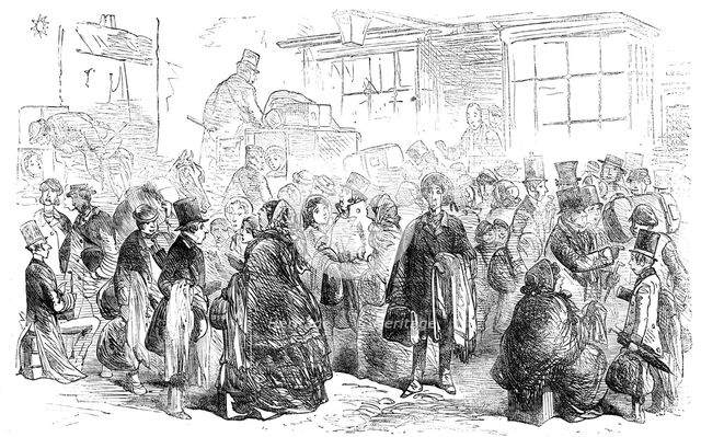 The Great Naval Review: "No Beds" - drawn by Phiz, 1856.  Creator: Unknown.