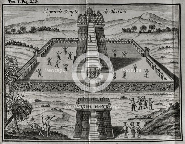 The Great Aztec Temple at Tenochtitlan dedicated to the god of war, 1771.  Creator: Unknown.