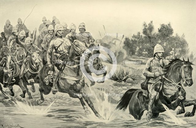 'The Great Advance: Royal Horse Artillery (Cavalry Division) Crossing the Vaal', 1901. Creator: Richard Caton Woodville II.