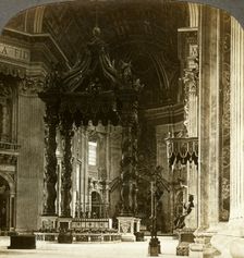 The great altar with its baldachin, St Peter's Basilica, Rome, Italy.Artist: Underwood & Underwood
