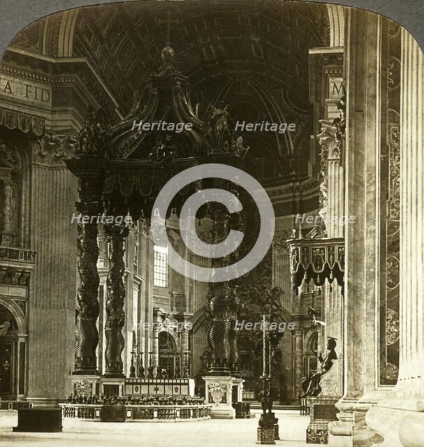 The great altar with its baldachin, St Peter's Basilica, Rome, Italy.Artist: Underwood & Underwood