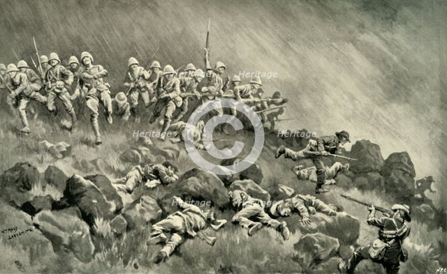 'The Great Assault on Ladysmith - The Devon's Clearing Wagon Hill', 1900. Creator: William T Maud.