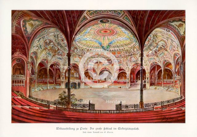 The Great Ballroom in the Palace of Electricity, Paris World Exposition, 1889, (1900).Artist: G Garen