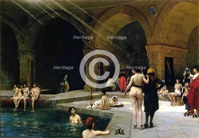 The Great Bath at Bursa, 1885. Creator: Jean-Leon Gerome.