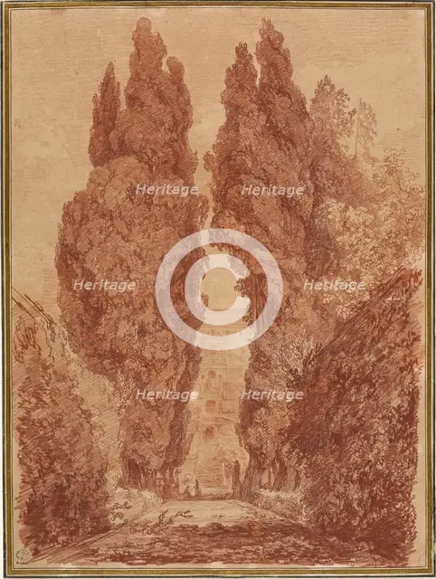 The Great Cypresses of the Villa d'Este (Les Grands Cyprès de la villa d'Este), 1760. Creator: Fragonard; Jean Honoré (1732-1806).