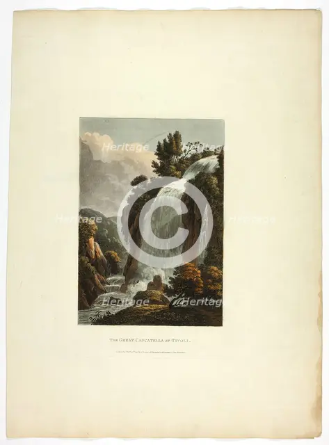 The Great Cascatella at Tivoli, plate thirteen from the Ruins of Rome, published February 20, 1798. Creator: Matthew Dubourg.