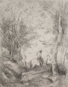 The Great Cavalier in the Wood, original impression 1854, printed in 1921. Creator: Jean Baptiste Camille Corot (French, 1796-1875)