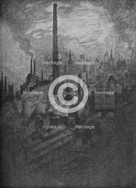 'The Great Chimney, Sheffield', 1910. Artist: Joseph Pennell.