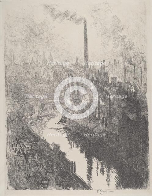 The Great Chimney, the Motor Park, 1916. Creator: Joseph Pennell.