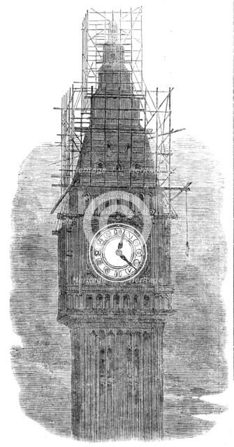 The Great Clock-Dial of the New Houses of Parliament, illuminated, 1856.  Creator: Unknown.