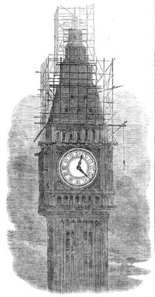 The Great Clock-Dial of the New Houses of Parliament, illuminated, 1856. Creator: Unknown