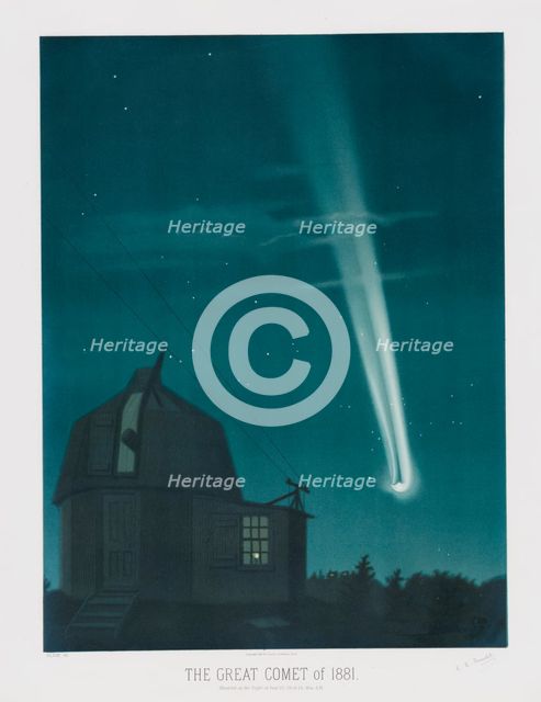 The Great Comet of 1881, observed on the Night of June 25-26, at 1h.30m AM, pub. 1881. Creator: Étienne Léopold Trouvelot (1827 ? 1895) .