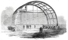 The Great Exhibition Building in Hyde Park - Moving a Pair of Transept Ribs..., 1850. Creator: Unknown