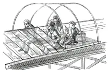 The Great Exhibition Building in Hyde Park - Glazing Wagon, 1850. Creator: Unknown