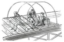 The Great Exhibition Building in Hyde Park - Glazing Wagon, 1850. Creator: Unknown