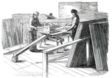 The Great Exhibition Building in Hyde Park - Painting Machine, 1850. Creator: Unknown