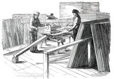 The Great Exhibition Building in Hyde Park - Painting Machine, 1850. Creator: Unknown