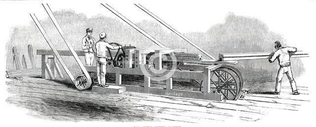 The Great Exhibition Building in Hyde Park - the Gutter-Cutting Machine, 1850. Creator: Unknown.