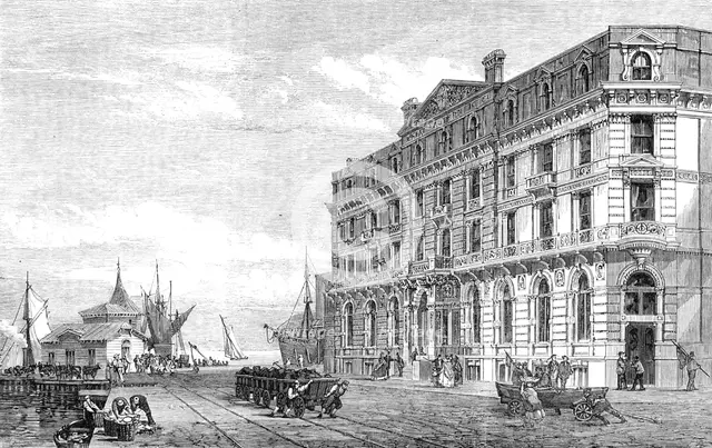 The Great Eastern Railway Terminus and Hotel at Harwich, 1865. Creator: Unknown.