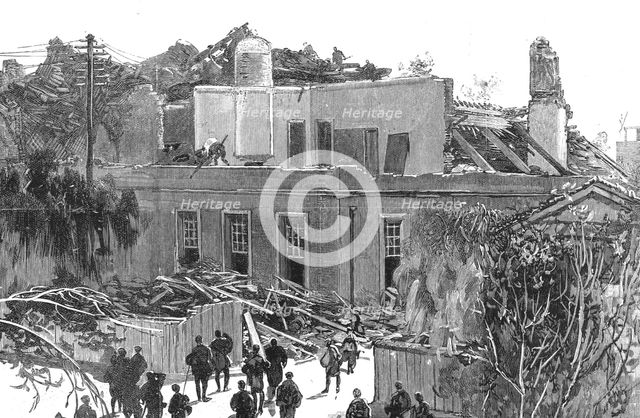 ''The Great Earthquake in Japan; The Wreck of the Post Office at Nagoya', 1891. Creator: Unknown.