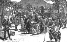 The Great Earthquake in Japan; Views at The Scene of the Disaster, Distributing Provisions 1891 Creator: G Bigot