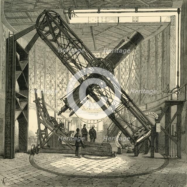 'The Great Equatorial Telescope in the Dome, Greenwich Observatory', (c1878). Creator: Unknown.