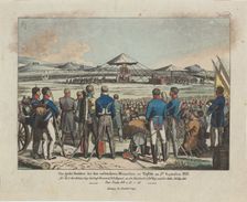 The great feast of the three allied monarchs at Teplitz (Teplice) on 2 September 1813. Artist: Campe, August Friedrich Andreas (1777-1846)