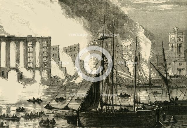'The Great Fire at Cotton's Wharf Tooley Street, 1861', (c1878). Creator: Unknown.