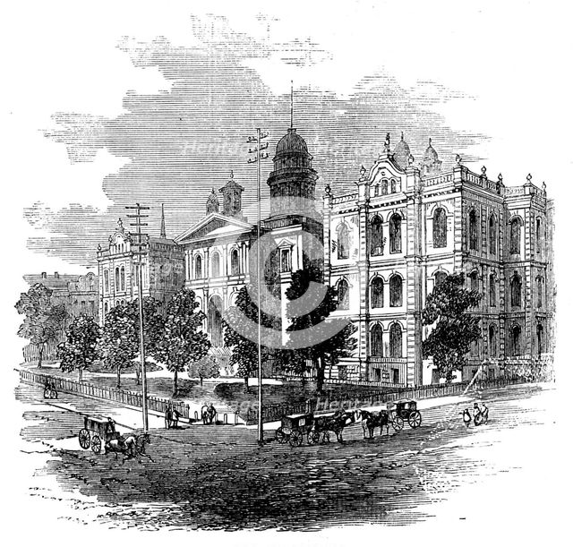 The Great Fire at Chicago: the Courthouse, 1871. Creator: Unknown.