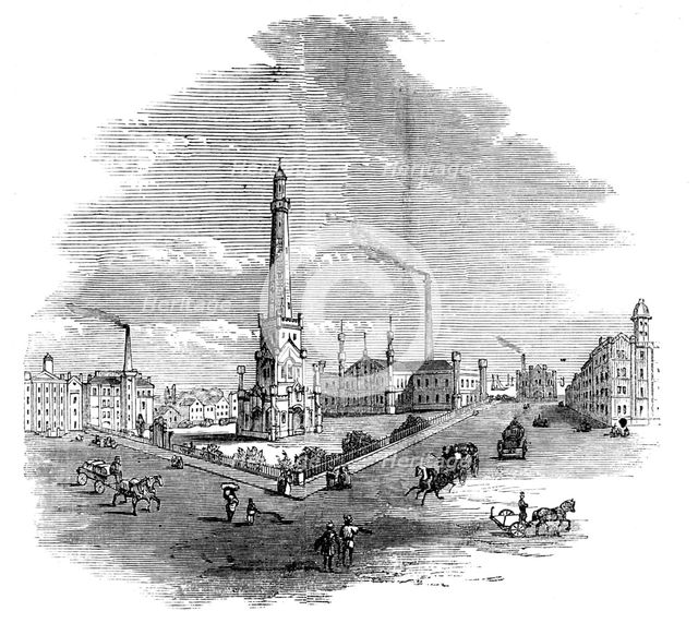 The Great Fire at Chicago: the Waterworks, 1871. Creator: Unknown.