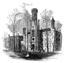 The Great Fire at Chicago: the University, 1871. Creator: Unknown